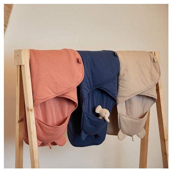 Jollein Wikkeldeken Basic Stripe - Jeans Blue