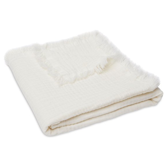 Jollein Baby Deken Wieg 75x100cm Muslin Fringe - Ivory