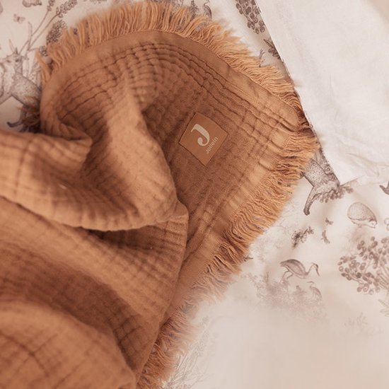 Wiegdeken 75x100cm Muslin Fringe - Ivory - afbeelding 6