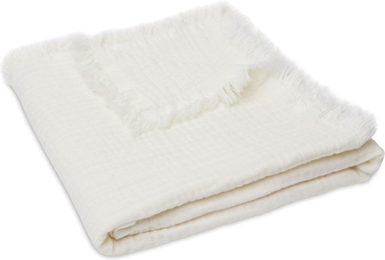 Ledikantdeken 120x120cm Muslin Fringe - Ivory - afbeelding 8