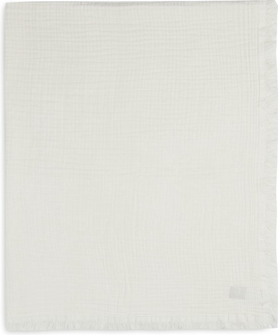 Ledikantdeken 120x120cm Muslin Fringe - Ivory