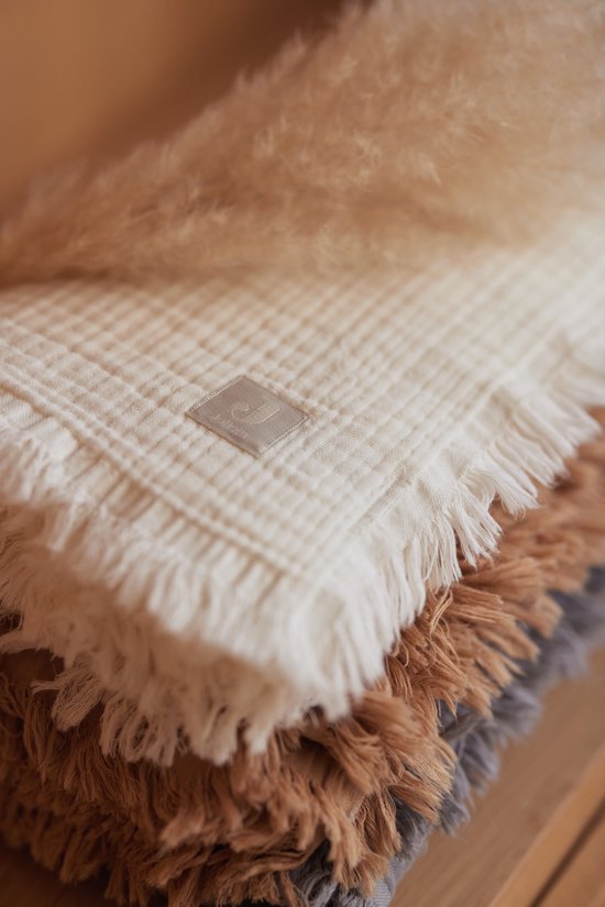Ledikantdeken 120x120cm Muslin Fringe - Ivory - afbeelding 2