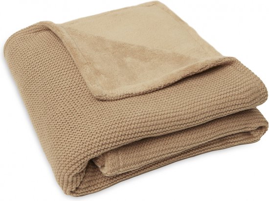 Ledikantdeken 100x150cm Basic Knit - Biscuit/Fleece
