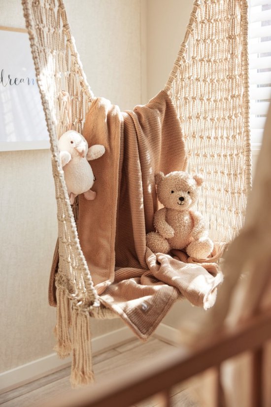 Ledikantdeken 100x150cm Basic Knit - Biscuit/Fleece - afbeelding 3