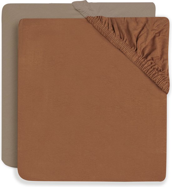 Ledikant Hoeslaken Jersey 60x120cm - Caramel/Biscuit