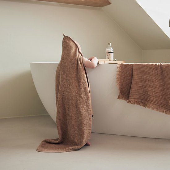 Badcape Badstof 75x75cm - Biscuit - afbeelding 6