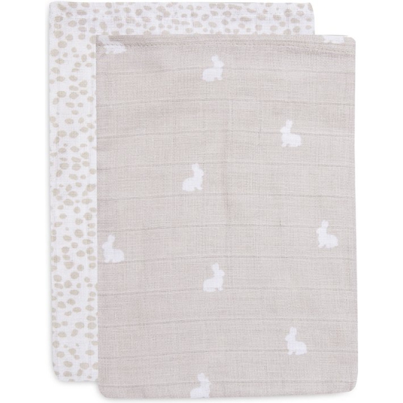 Jollein Baby Washandje Hydrofiel Dotted & Rabbit - Nouga