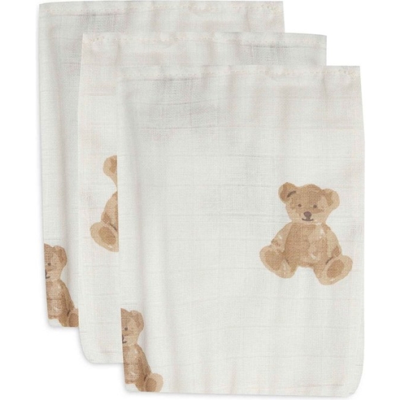 Jollein Baby Washandje Hydrofiel Teddy Bear - 3 Stuks
