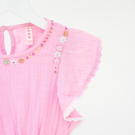 Mim-Pi Meisjes Jurk - Roze - Maat 122