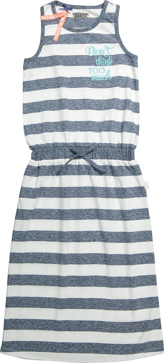 Meisjes Jurk - White stripe - Maat 146