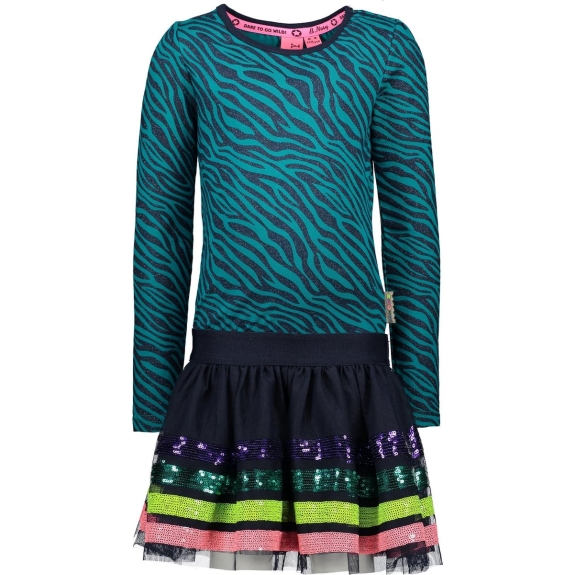 B.Nosy Meisjes Jurk - lagoon zebra - Maat 92 