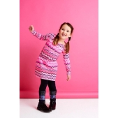 Mim-pi Meisjes Jurk - Roze met multicolor - Maat 146