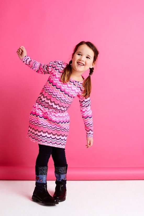 Meisjes Jurk - Roze met multicolor - Maat 146 - afbeelding 2