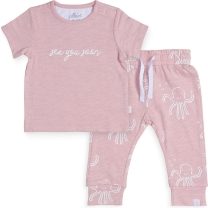 Jollein Broekje & T shirt Octopus Pink Maat 50/56