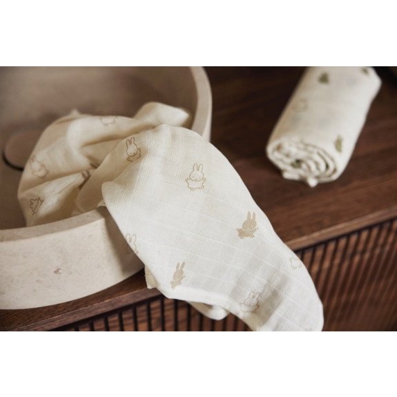 Hydrofiele Doek 70x70cm Happy Miffy - Olive Green - 3 St