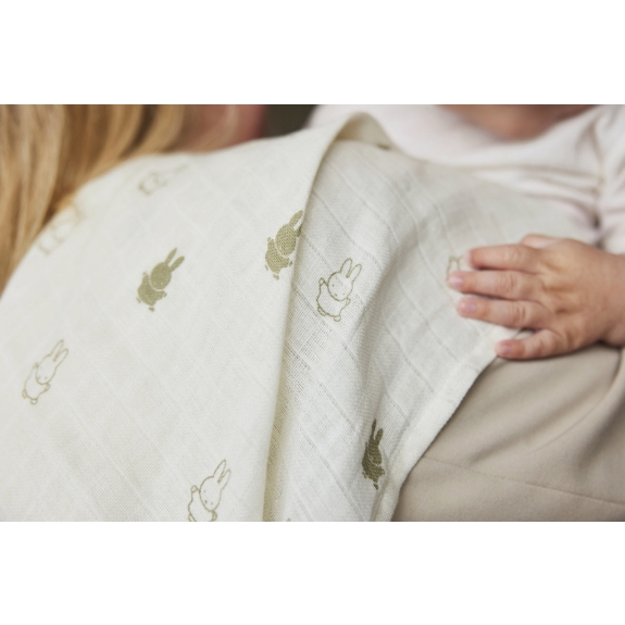 Hydrofiele Doek 70x70cm Happy Miffy - Olive Green - 3 St