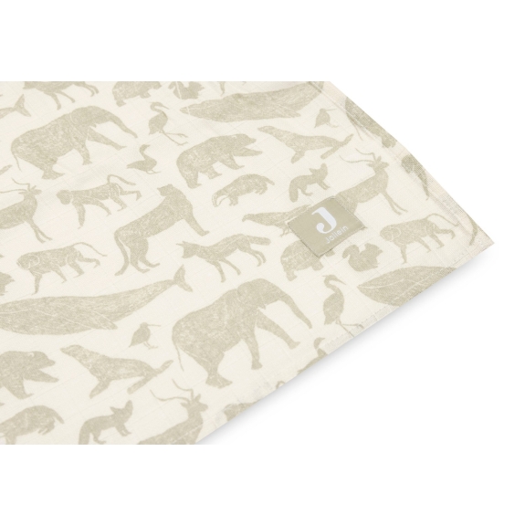Hydrofiele Doek Large 115x115cm Animals - Olive Green
