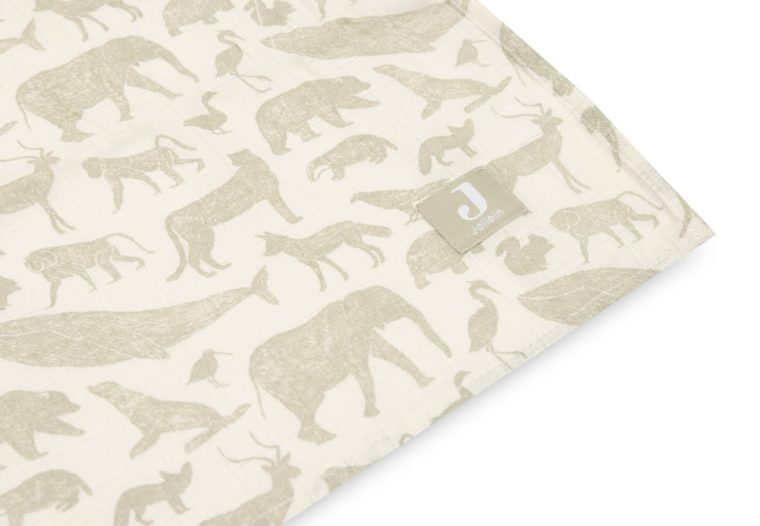 Hydrofiele Doek Large 115x115cm Animals - Olive Green - afbeelding 3