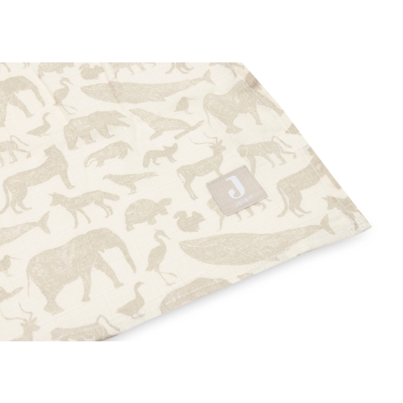 Hydrofiele Doek Groot met Dierenprint - Nougat - 2 Stuks
