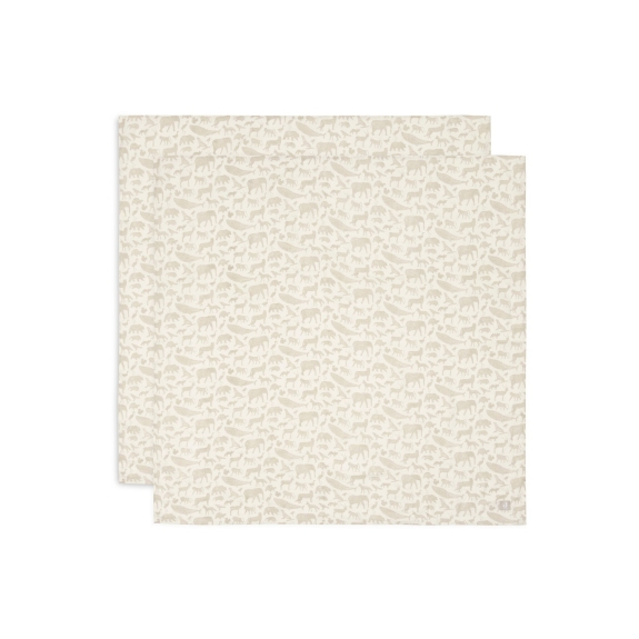 Hydrofiele Doek Groot met Dierenprint - Nougat - 2 Stuks