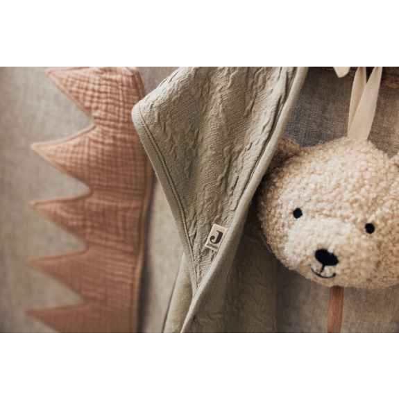 Jollein - Zachte Waves Badcape 75x75cm - Olijfgroen