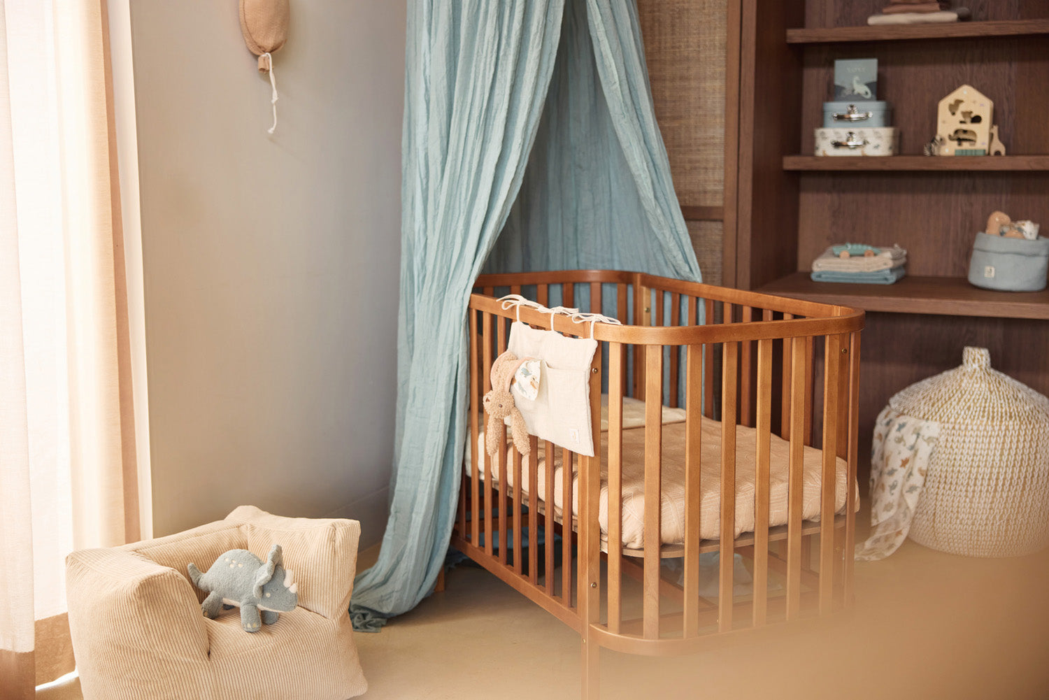 Knuffel Dino met Geluid en Palmboom - Grijs Blauw - afbeelding 5