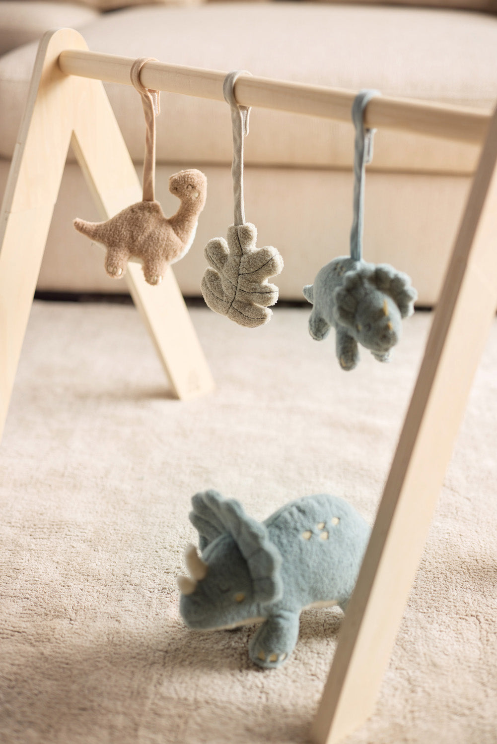 Knuffel Dino met Geluid en Palmboom - Grijs Blauw - afbeelding 7