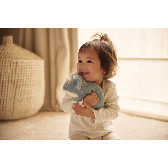 Knuffel Dino met Geluid en Palmboom - Grijs Blauw