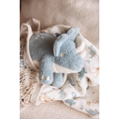 Knuffel Dino met Geluid en Palmboom - Grijs Blauw