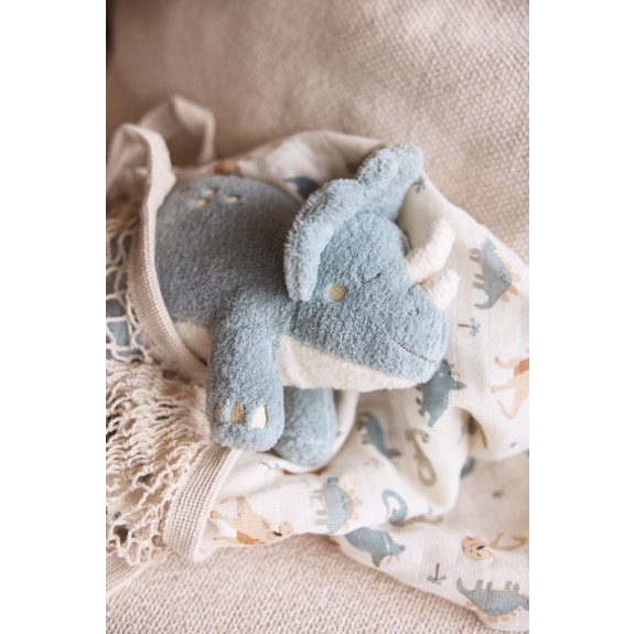 Knuffel Dino met Geluid en Palmboom - Grijs Blauw