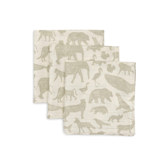 Jollein - Monddoekje Animals - Olive Green - 3 Stuks