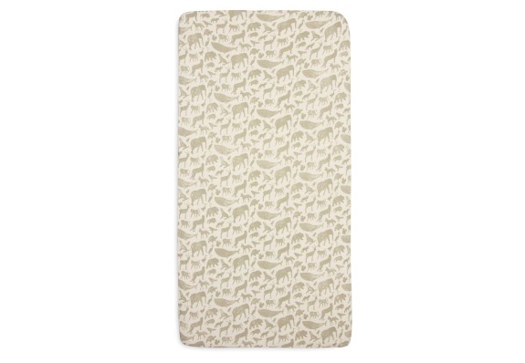 Jollein - Hoeslaken Animals Olive Green 70/140x75/150cm