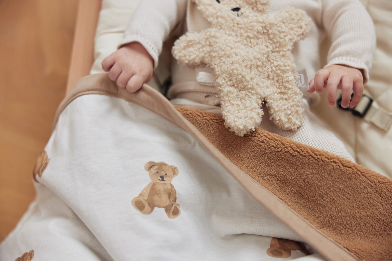 Gevoerde Teddy Bear deken 100x150cm - Ledikant - afbeelding 7