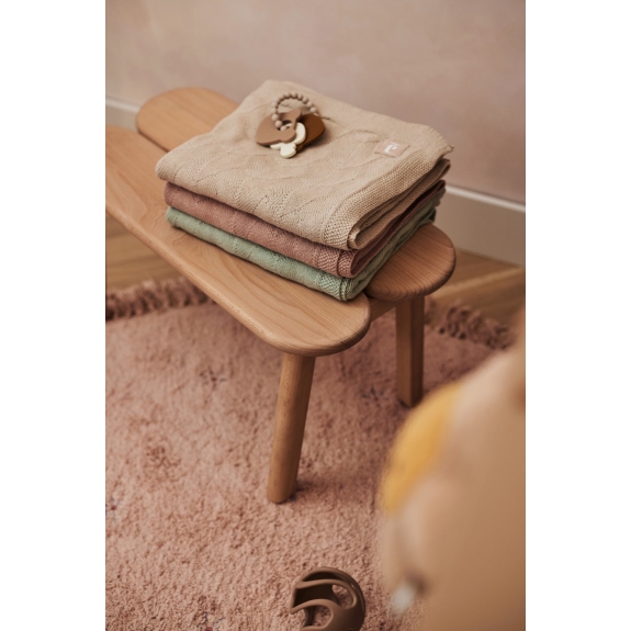 Gebreid Ledikant Deken 100x150cm - Nougat - GOTS