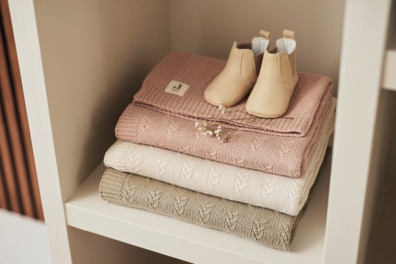 Jollein - Deken Ledikant Grain Knit - Wild Rose