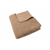 Ledikant Deken Check Knit - Biscuit/Teddy Fleece