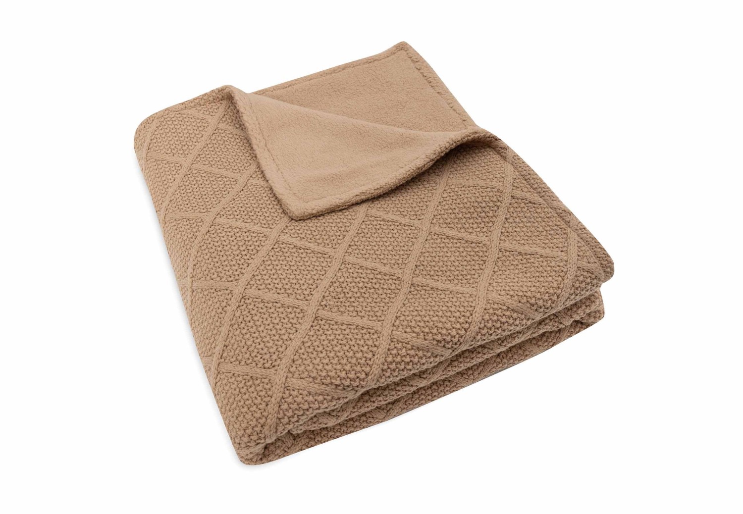 Ledikant Deken Check Knit - Biscuit/Teddy Fleece - afbeelding 7