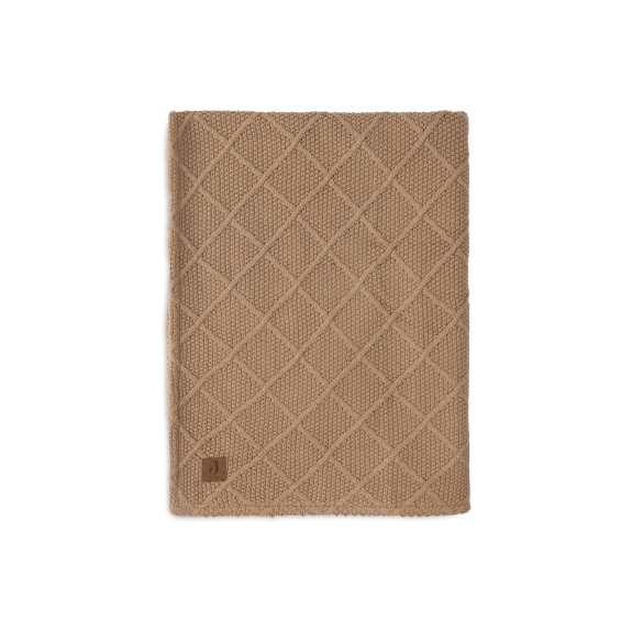 Ledikant Deken Check Knit - Biscuit/Teddy Fleece