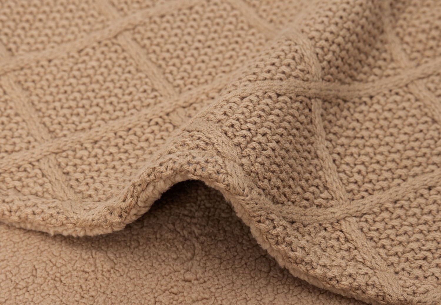 Ledikant Deken Check Knit - Biscuit/Teddy Fleece - afbeelding 10
