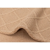 Ledikant Deken Check Knit - Biscuit/Teddy Fleece