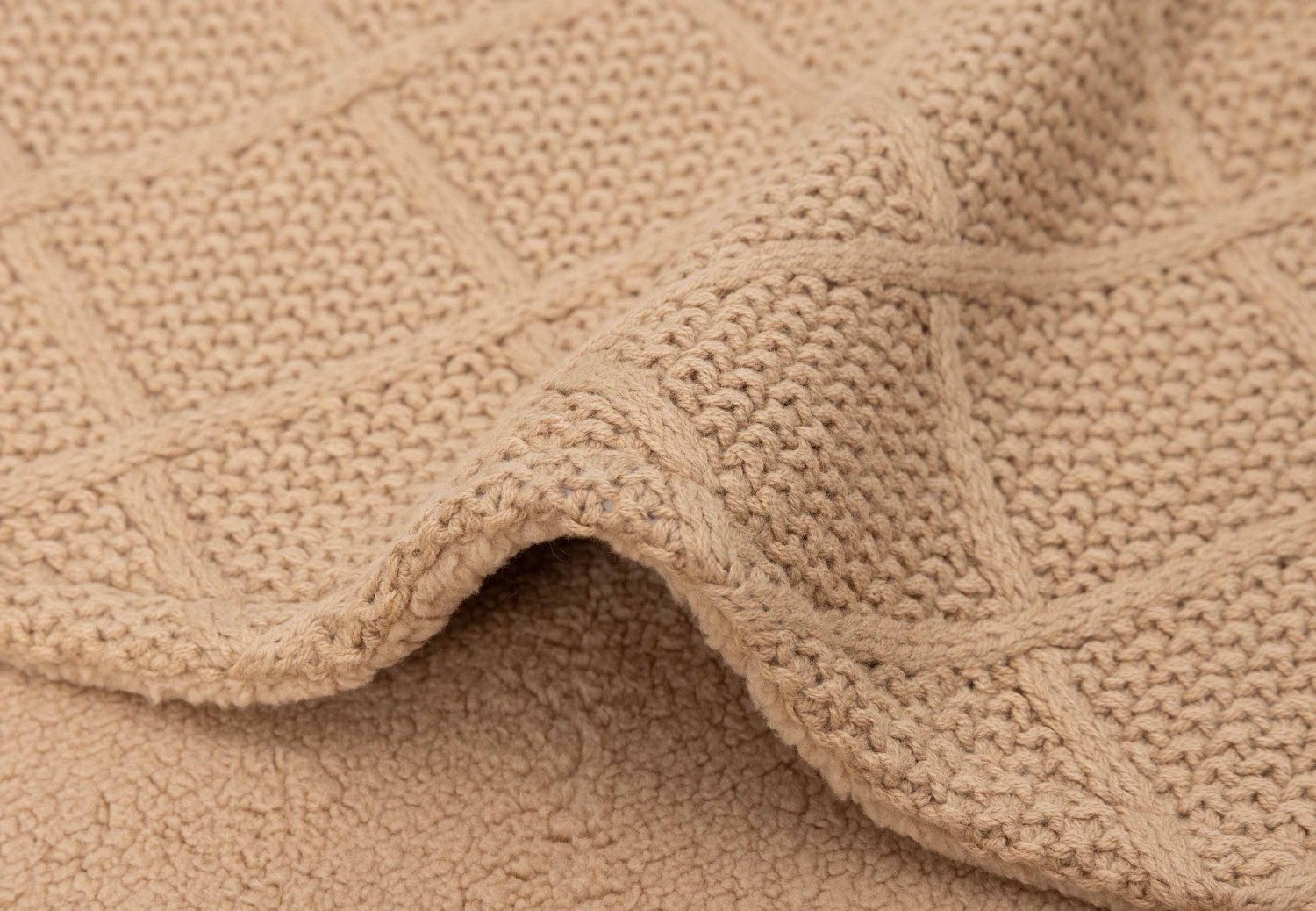 Ledikant Deken Check Knit - Biscuit/Teddy Fleece - afbeelding 9