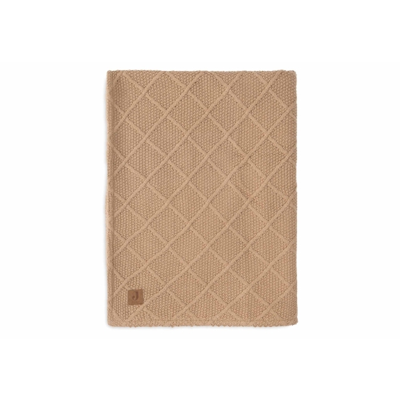 Ledikant Deken Check Knit - Biscuit/Teddy Fleece