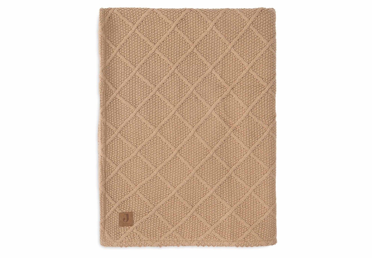 Ledikant Deken Check Knit - Biscuit/Teddy Fleece