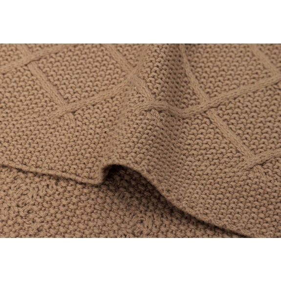 Jollein - Ledikant Deken Check Knit - Biscuit