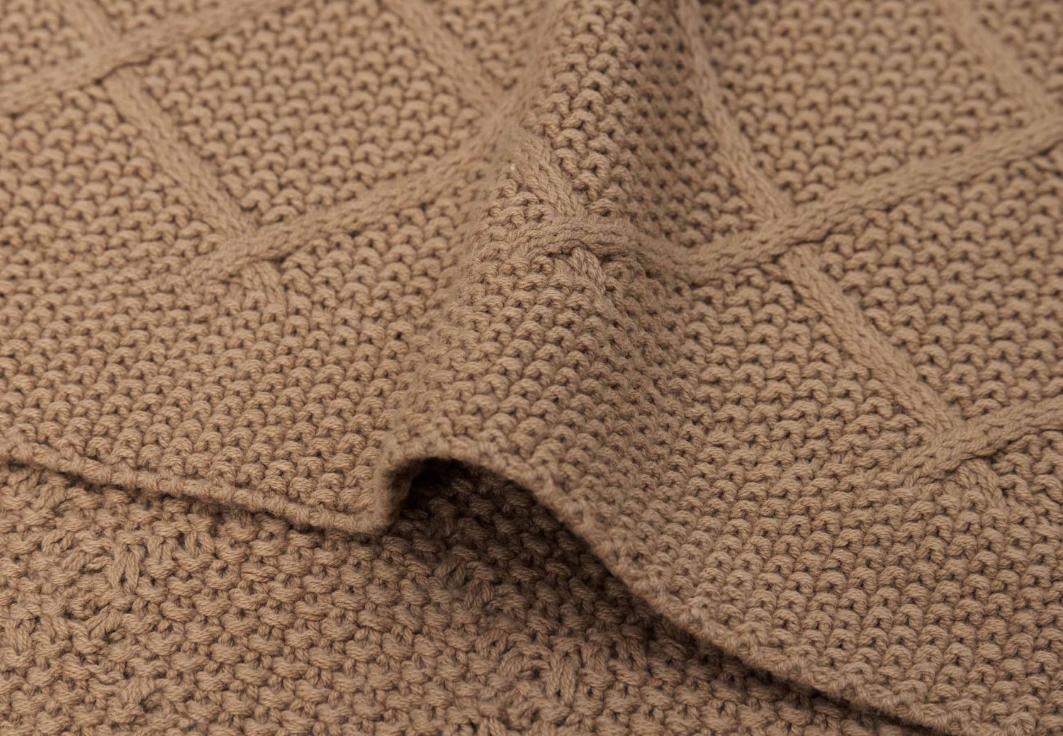 Ledikant Deken Check Knit - Biscuit - afbeelding 5