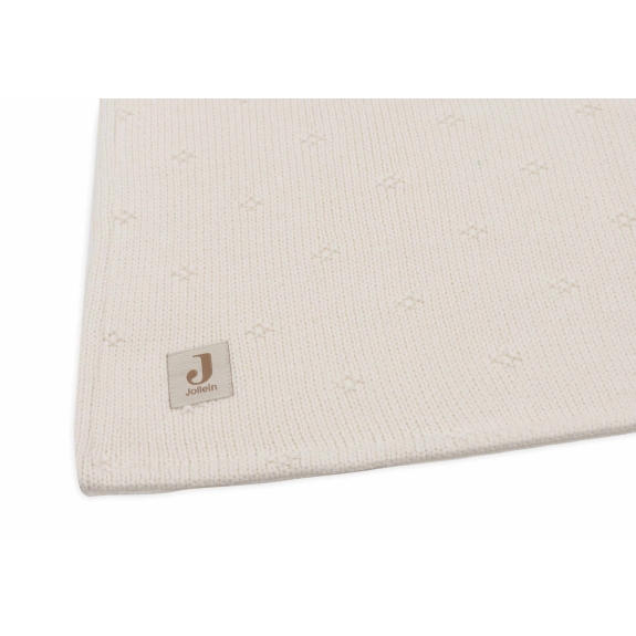 Jollein - Ledikant Deken Cosy Knit - Ivory/Velvet