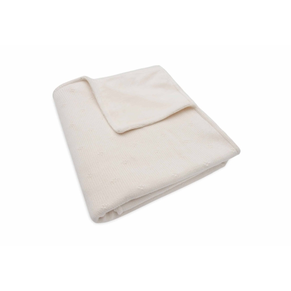 Jollein - Ledikant Deken Cosy Knit - Ivory/Velvet
