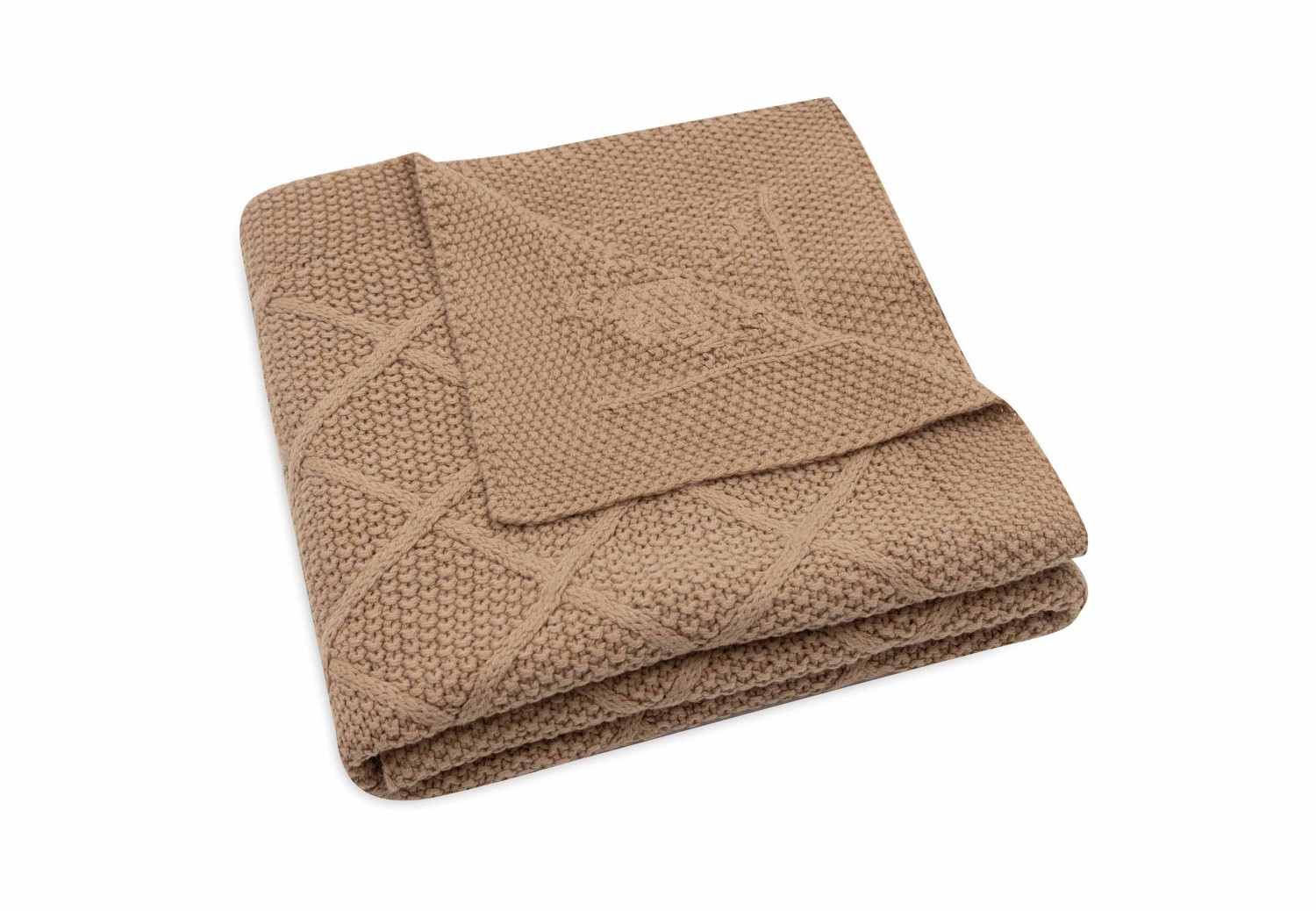 Gebreide Wiegdeken 75x100cm Check Knit - Biscuit - afbeelding 4
