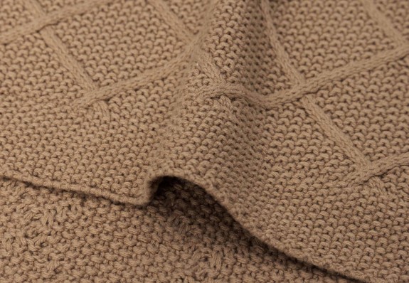 Gebreide Wiegdeken 75x100cm Check Knit - Biscuit