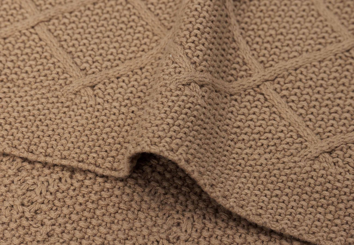 Gebreide Wiegdeken 75x100cm Check Knit - Biscuit - afbeelding 5
